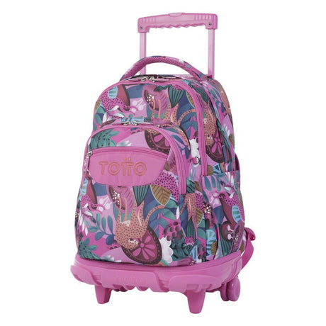 TOTTO Mochila da escola com rodas - linhas - Jaguar tropical 8iv