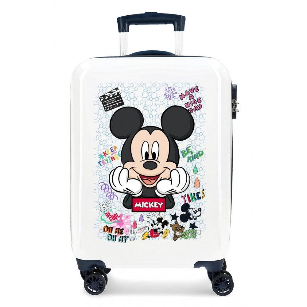 Walizka kabinowa Mickey bądź chłodny sztywny 55 cm biały