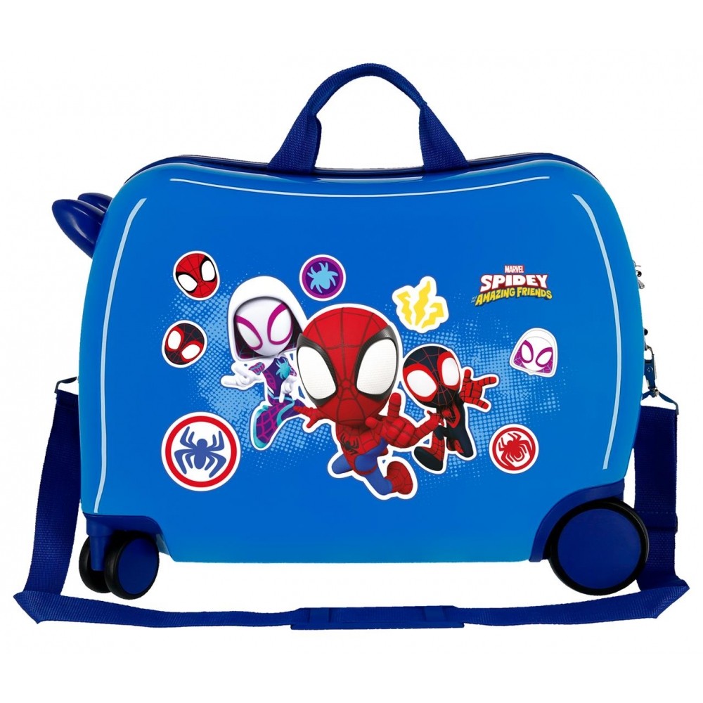 Maleta Infantil Spidey Go webs go 2 ruedas multidireccionales Azul