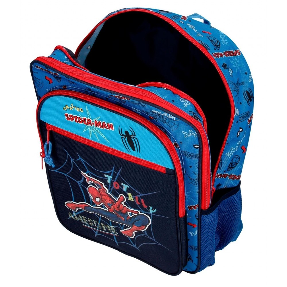 Spiderman totalement génial 42cm Sac à dos scolaire deux compartiments adaptables à la voiture