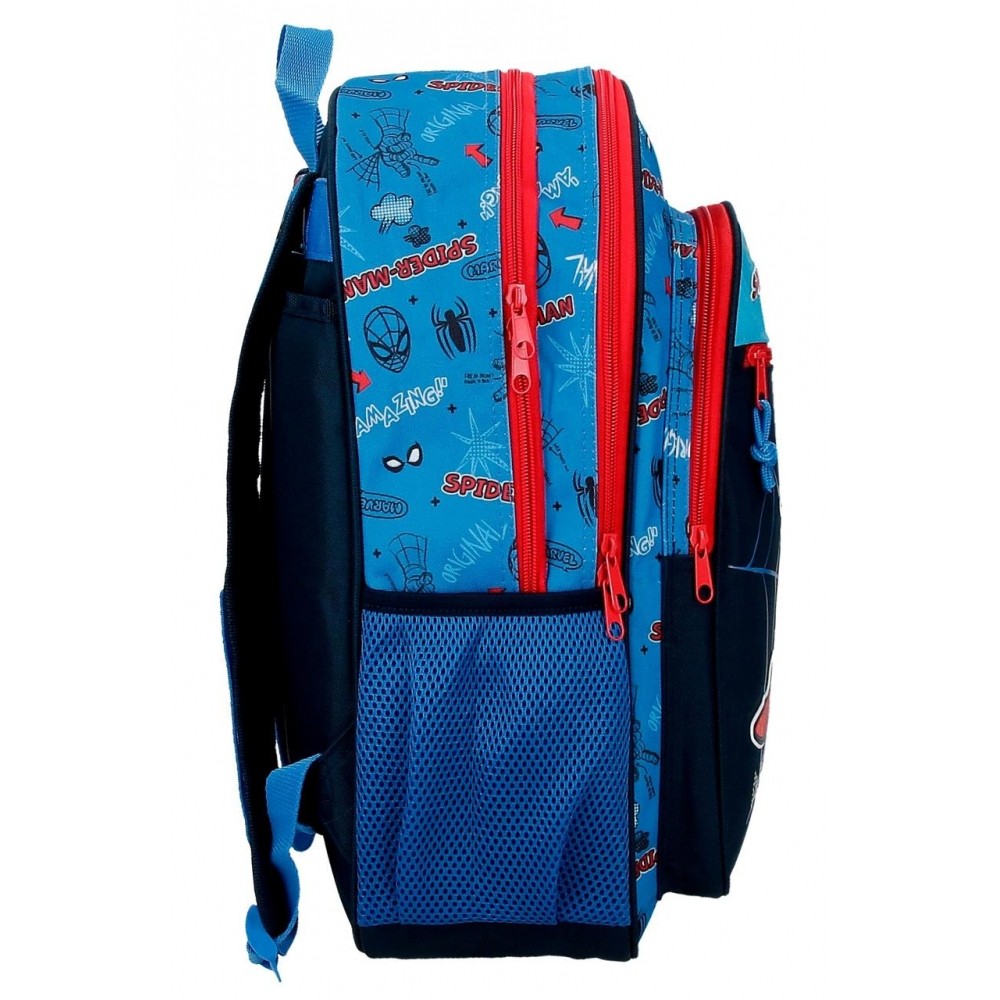 Spiderman totalement génial 42cm Sac à dos scolaire deux compartiments adaptables à la voiture