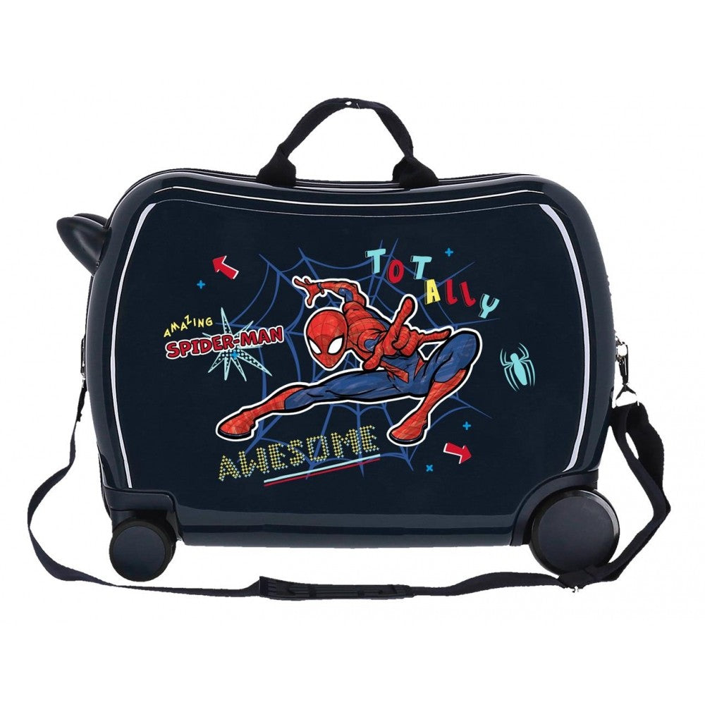 Maleta infantil 2 ruedas multidireccionales Spiderman Totally awesome Marino