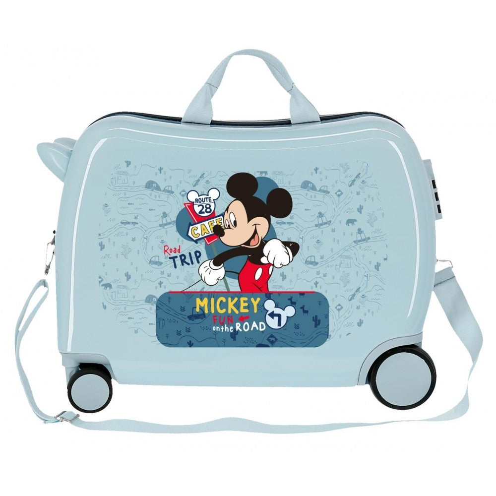 Mala infantil 2 rodas multidirecionais Mickey Road Trip Light