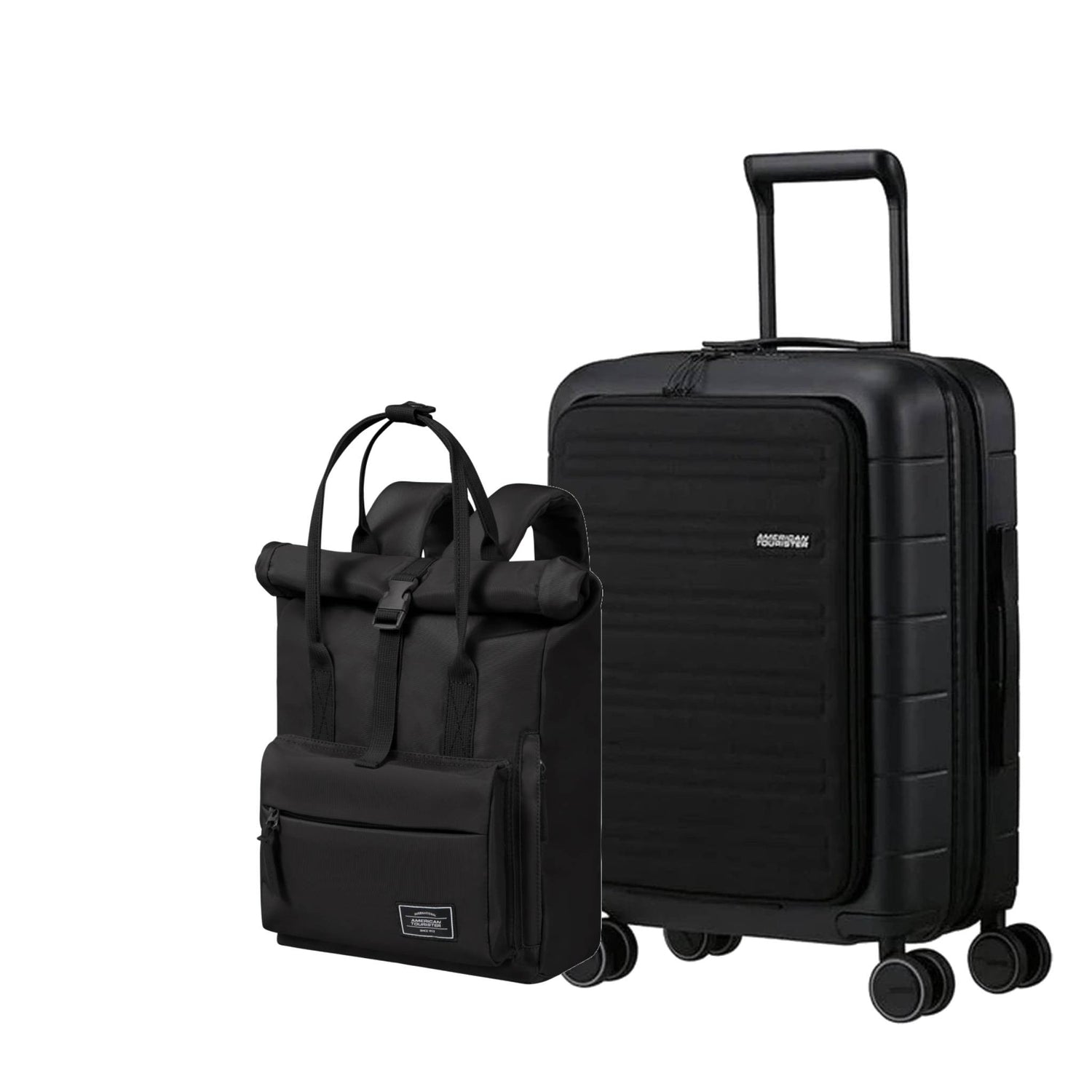 SET AMERICAN TOURISTER Cabinekoffer Novastlo Smart and Urban Groove UG16 Black Backpack