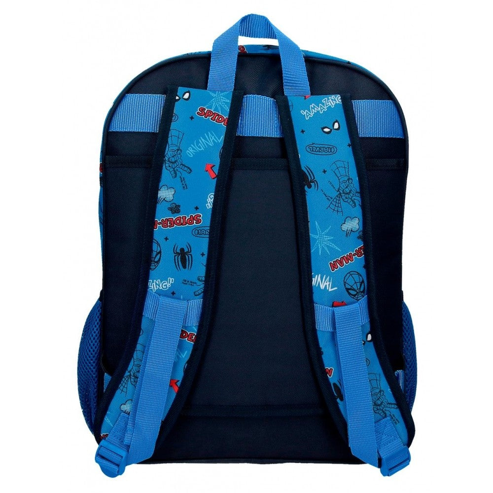 Mochila Escolar Spiderman Totally awesome 42cm Dos Compartimentos