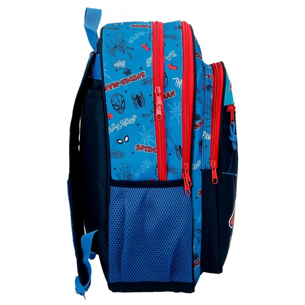 Mochila Escolar Spiderman Totally awesome 42cm Dos Compartimentos