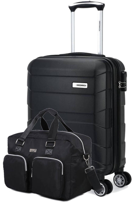 Set von GREENWICH Kabinenkoffer Budapest Extensible und Black Buffon Reisetasche