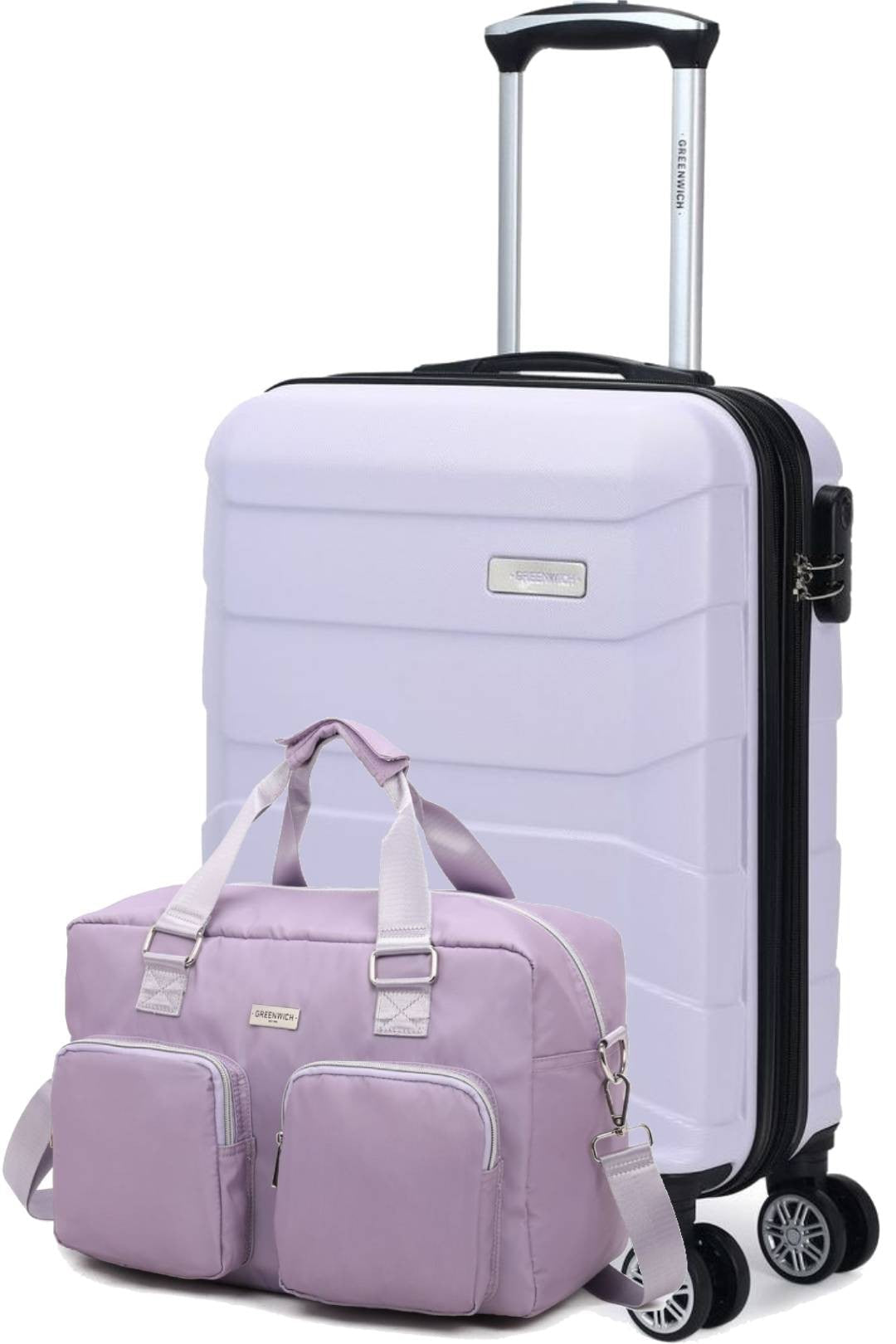 SET DE GREENWICH MALETA DE CABINA EXTENSIBLE BUDAPEST Y BOLSA DE VIAJE BUFON Lila