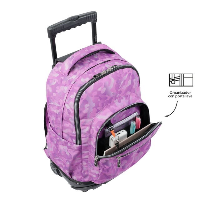 TOTTO Szkolny plecak z kołami - Linia - 9i8 Pink Camouflage