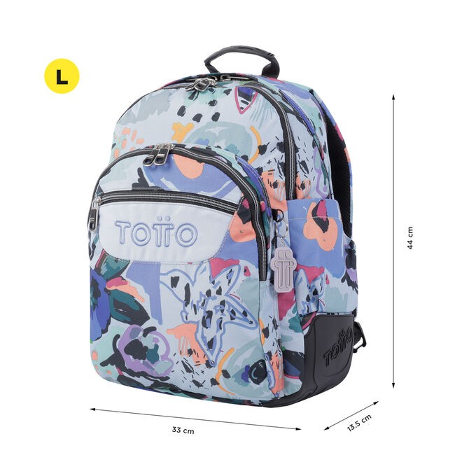 TOTTO Mochila escolar - Crayoles- 4H1- Lienzo Floral