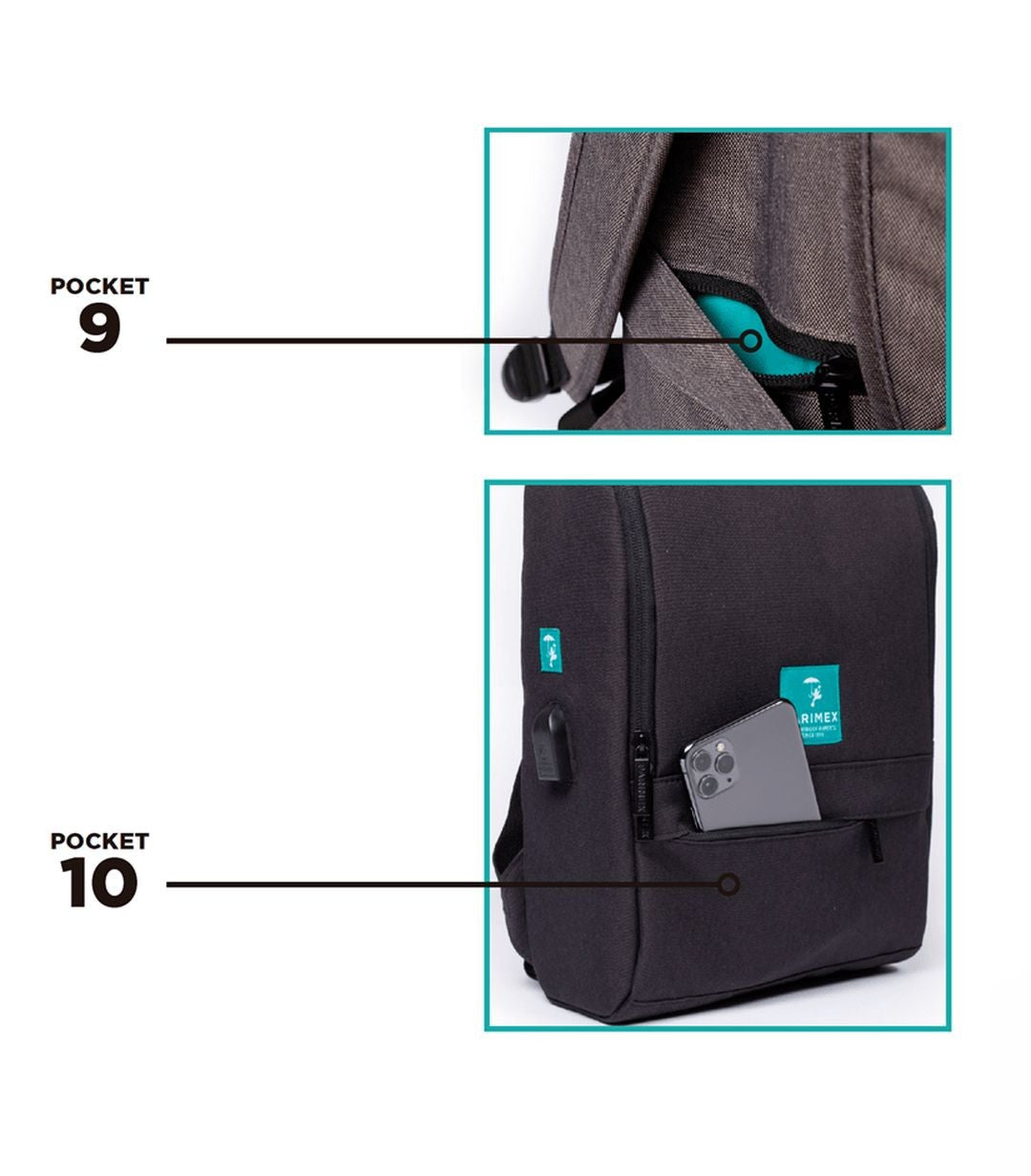 PARIMEX MOCHILA NEW URBAN 10 POCKETS MEDIUM 15.6"