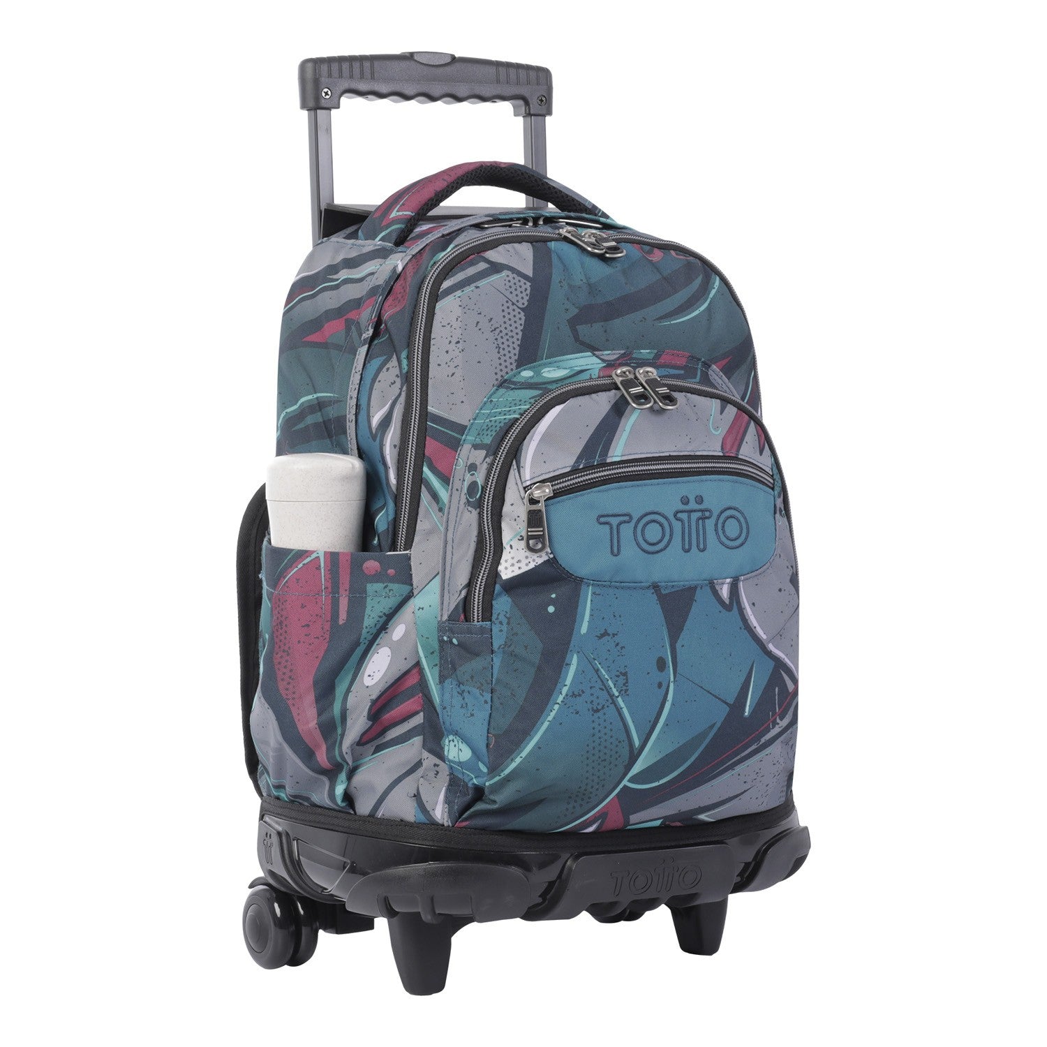 TOTTO Sac à dos scolaire avec roues - Lignes - 4y7 Eco-toile amicale