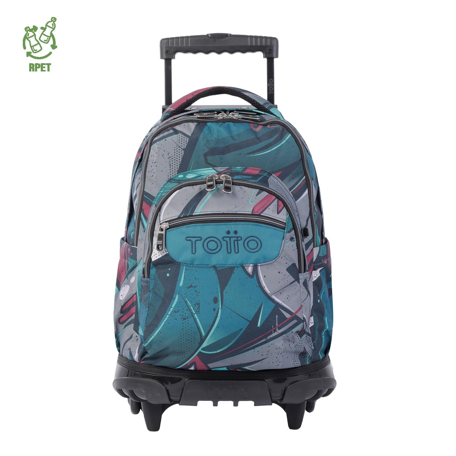 TOTTO Sac à dos scolaire avec roues - Lignes - 4y7 Eco-toile amicale