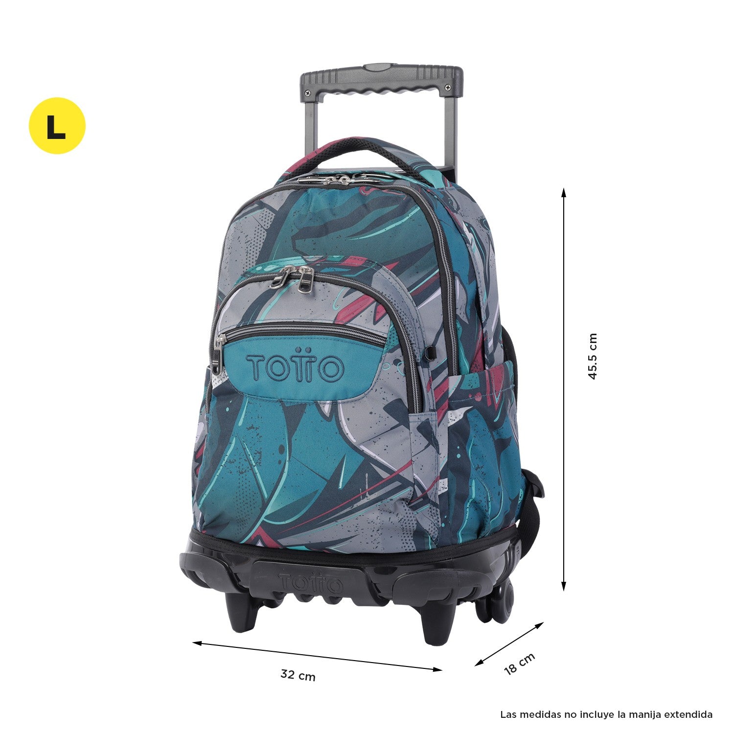 TOTTO Sac à dos scolaire avec roues - Lignes - 4y7 Eco-toile amicale