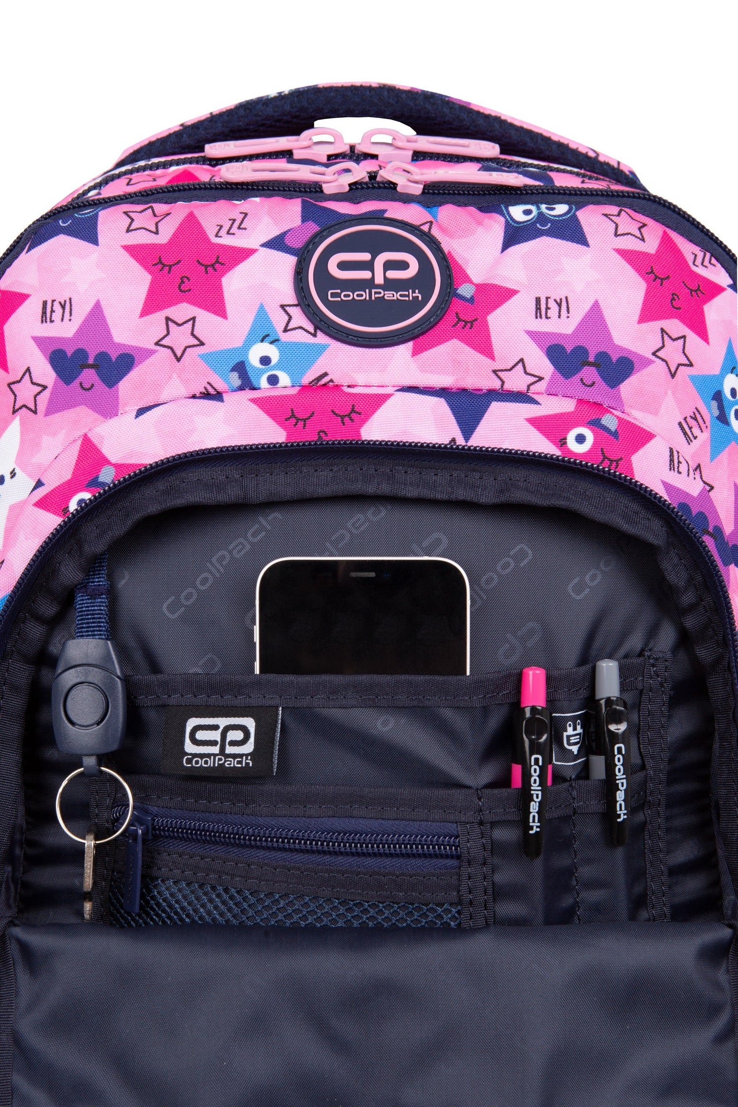 Backpack Coolpack com rodas campainha estrelas engraçadas