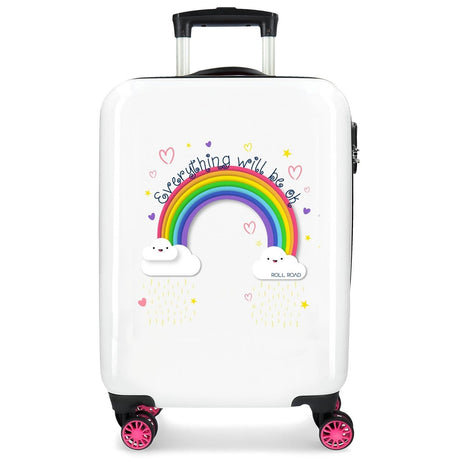 Cabin suitcase Roll Road Arcoiris Everything OK Rigid 55cm White