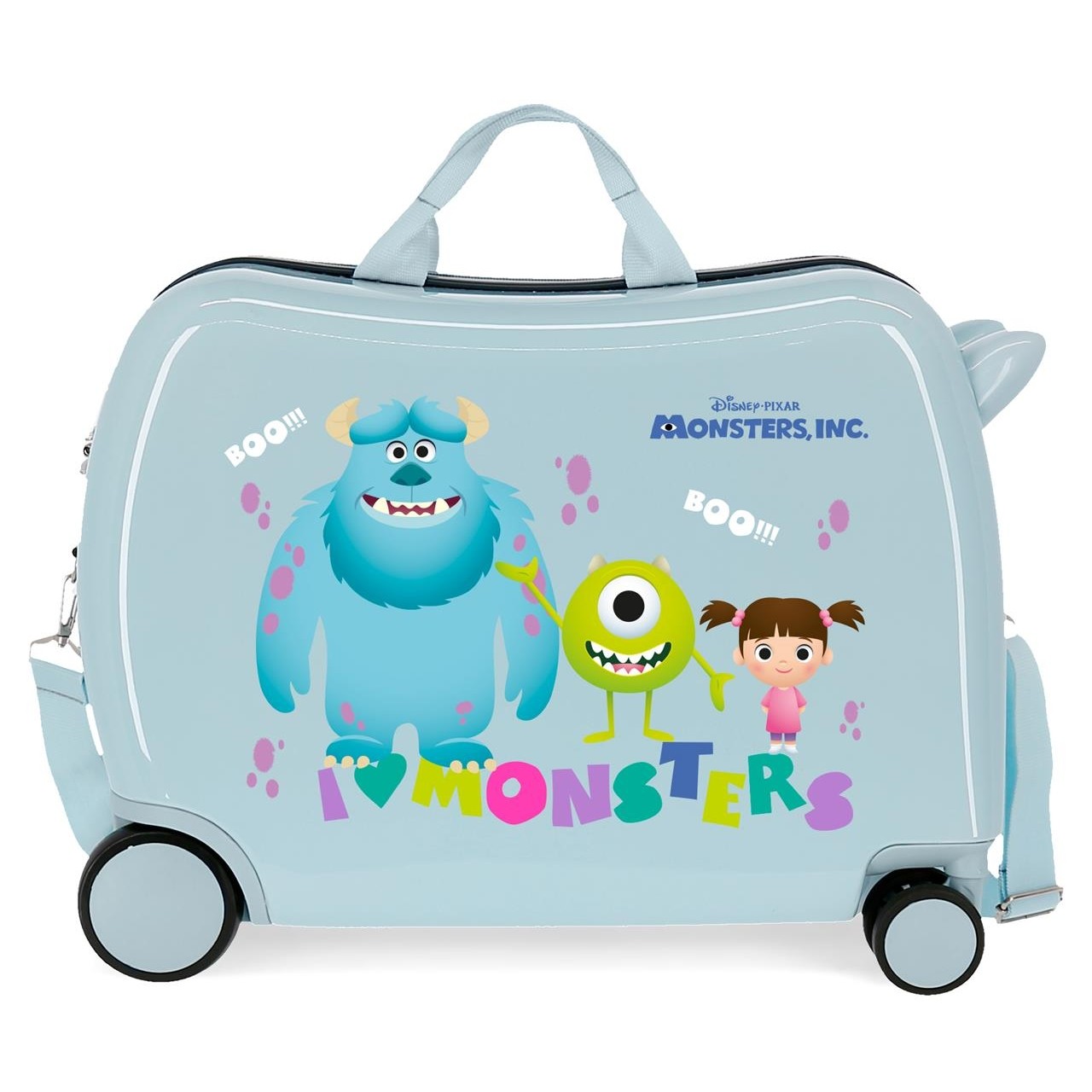 Kinderkoffer 2 Multidirectionele wielen Monsters Boo! Lichtblauw