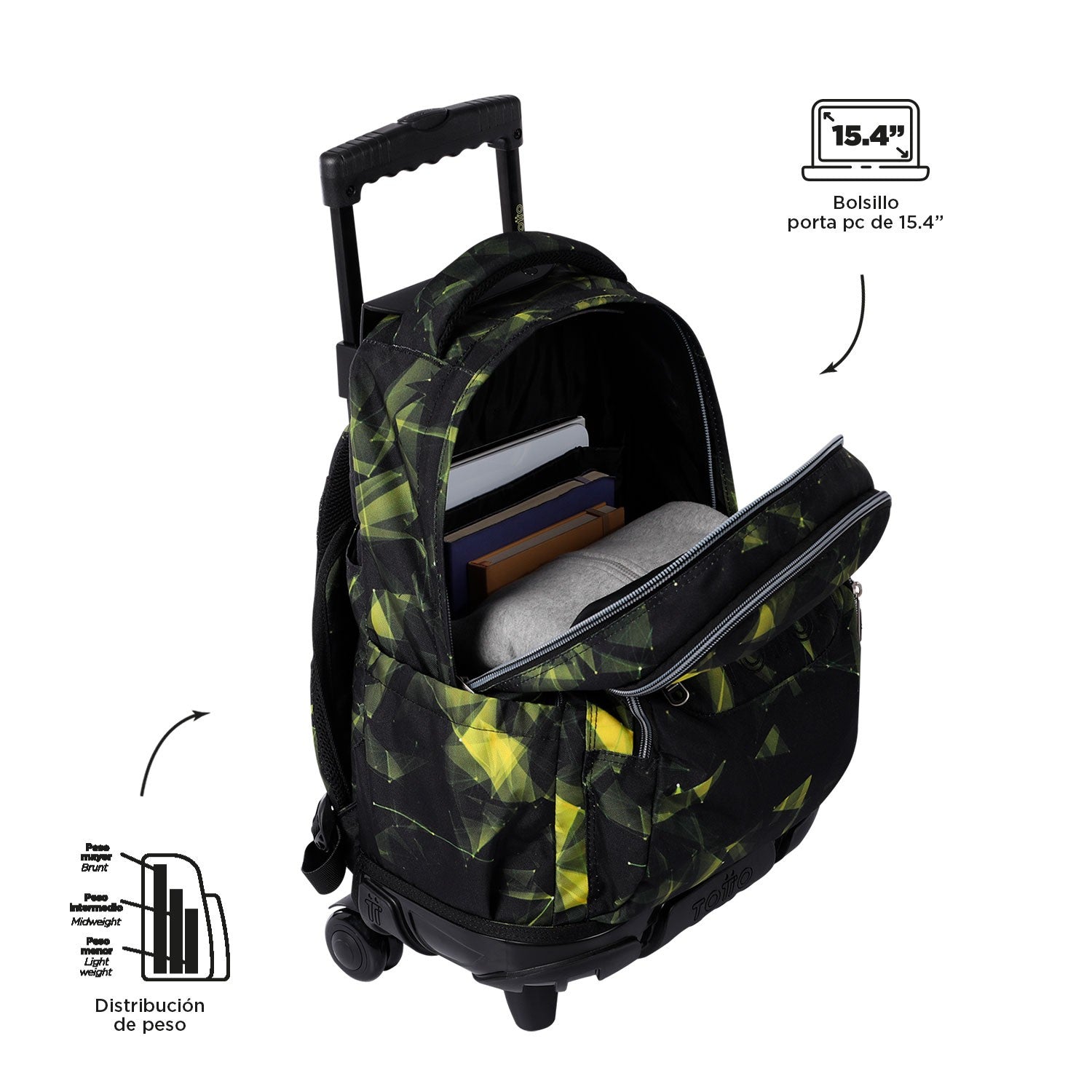 TOTTO School backpack with wheels - lines- 6c4 - Renjae