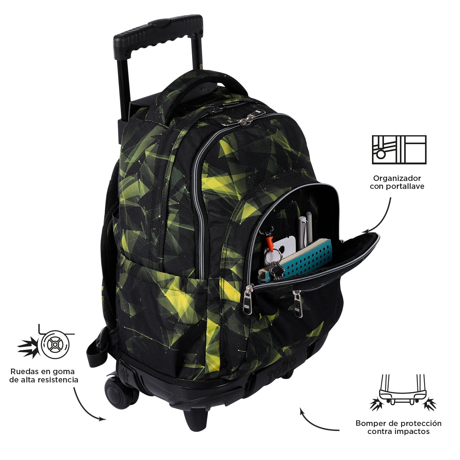 TOTTO School backpack with wheels - lines- 6c4 - Renjae