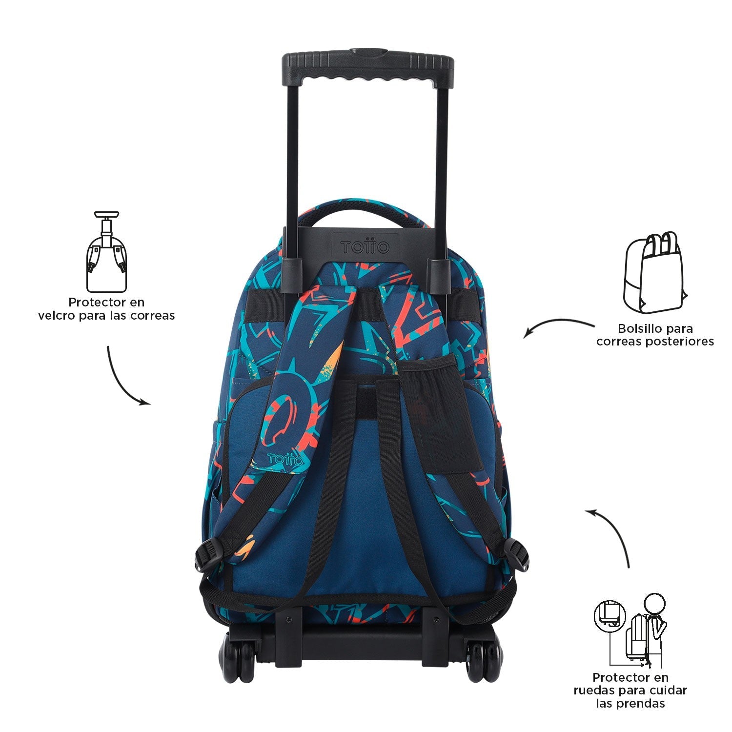 TOTTO School backpack with wheels - lines - 8j4 shock