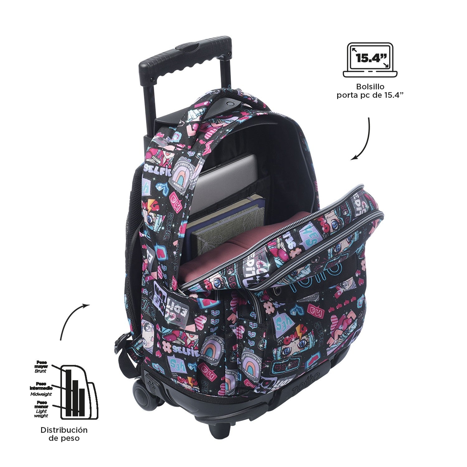 TOTTO School backpack with wheels - lines - 6cz Misato