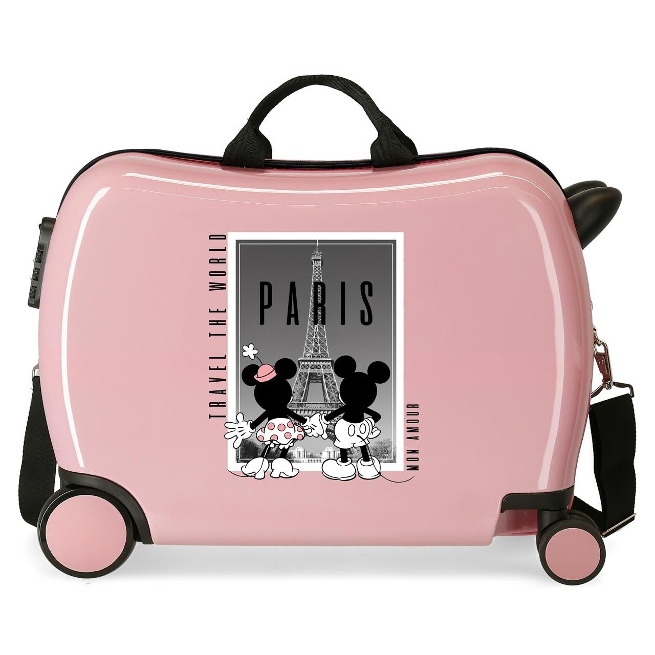 MALETA INFANTIL MINNIE Y MICKEY PARIS 2 RUEDAS MULTIDIRECCIONALES BLANCO