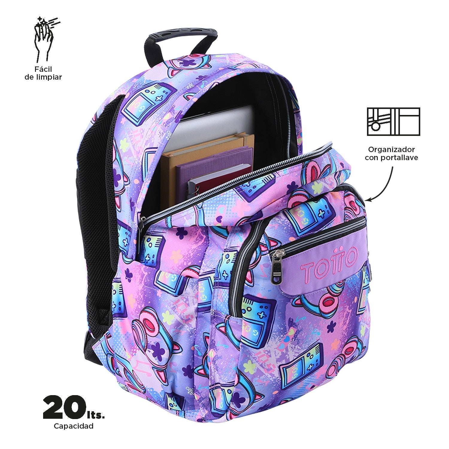 TOTTO School backpack adaptable to MEWSICA 4QH - Watercolings