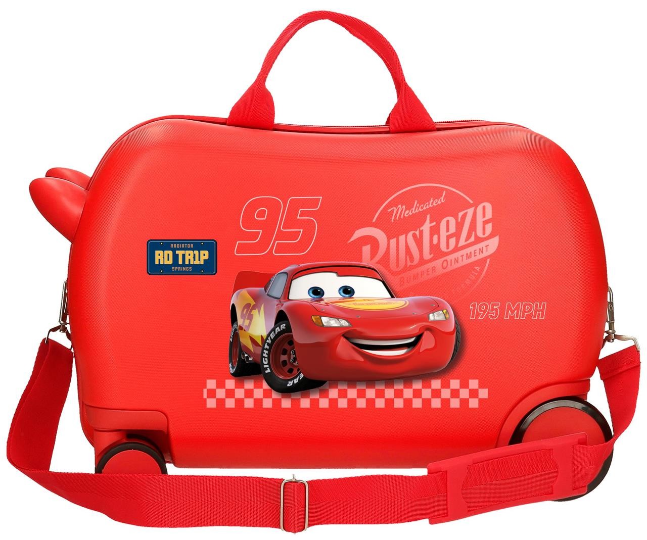 2021041 MALETA INF.ABS 4R.(2 MULTI.) 45CM. CARS TRIP ROJO