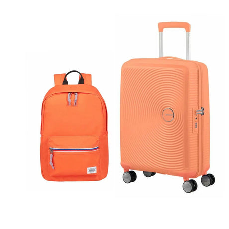 Pakiet Walizka kabinowa Soundbox + Up Backpack American Tourister pomarańczowy