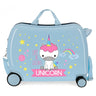 Maleta infantil 2 ruedas multidireccionales Little Me Unicorn Azul Claro