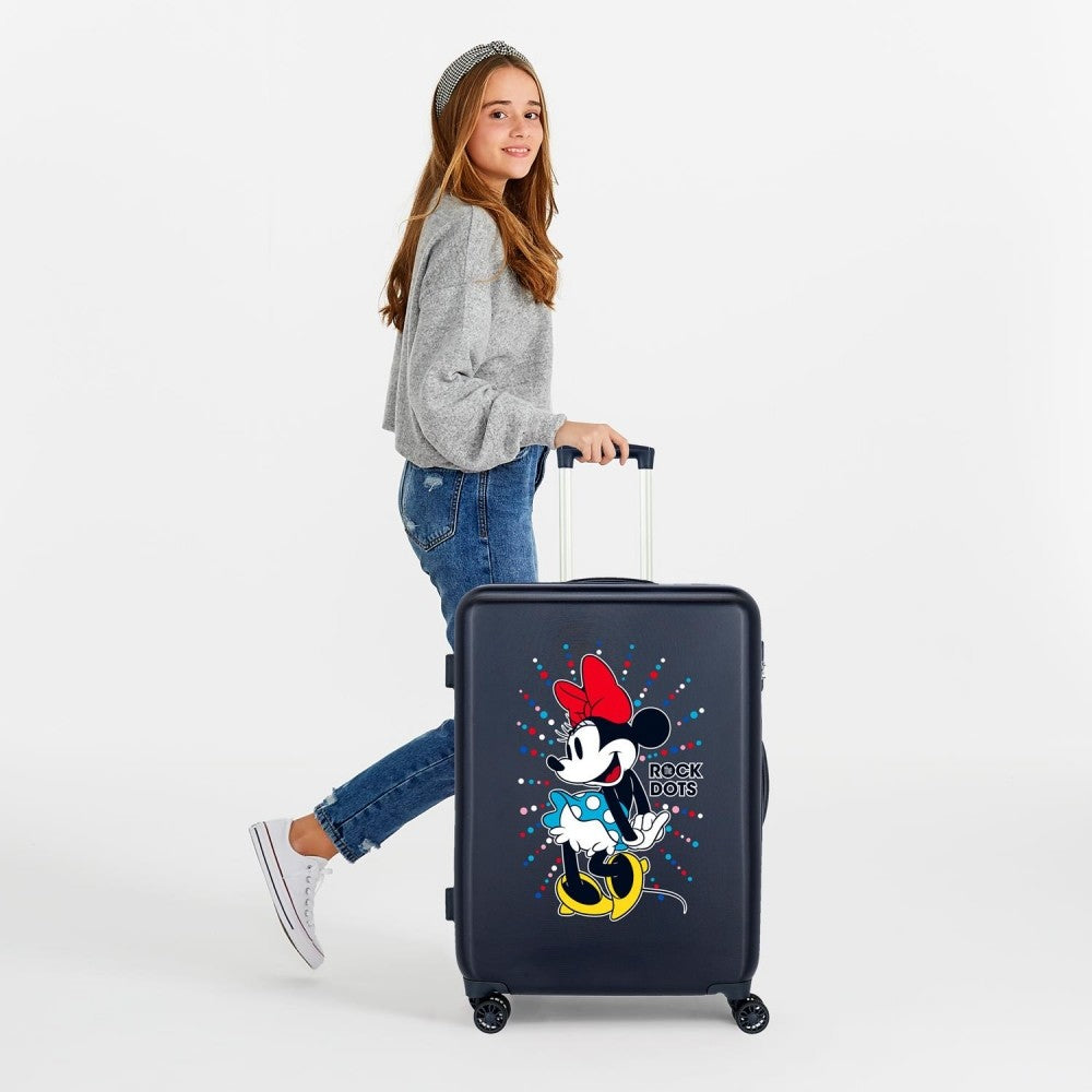 Valigia mediana rigida minnie 68 cm punti rocciosi blu