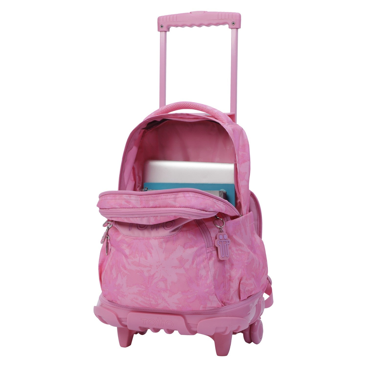 School backpack Totto with wheels - 8ie lines - Palmeras Rosas