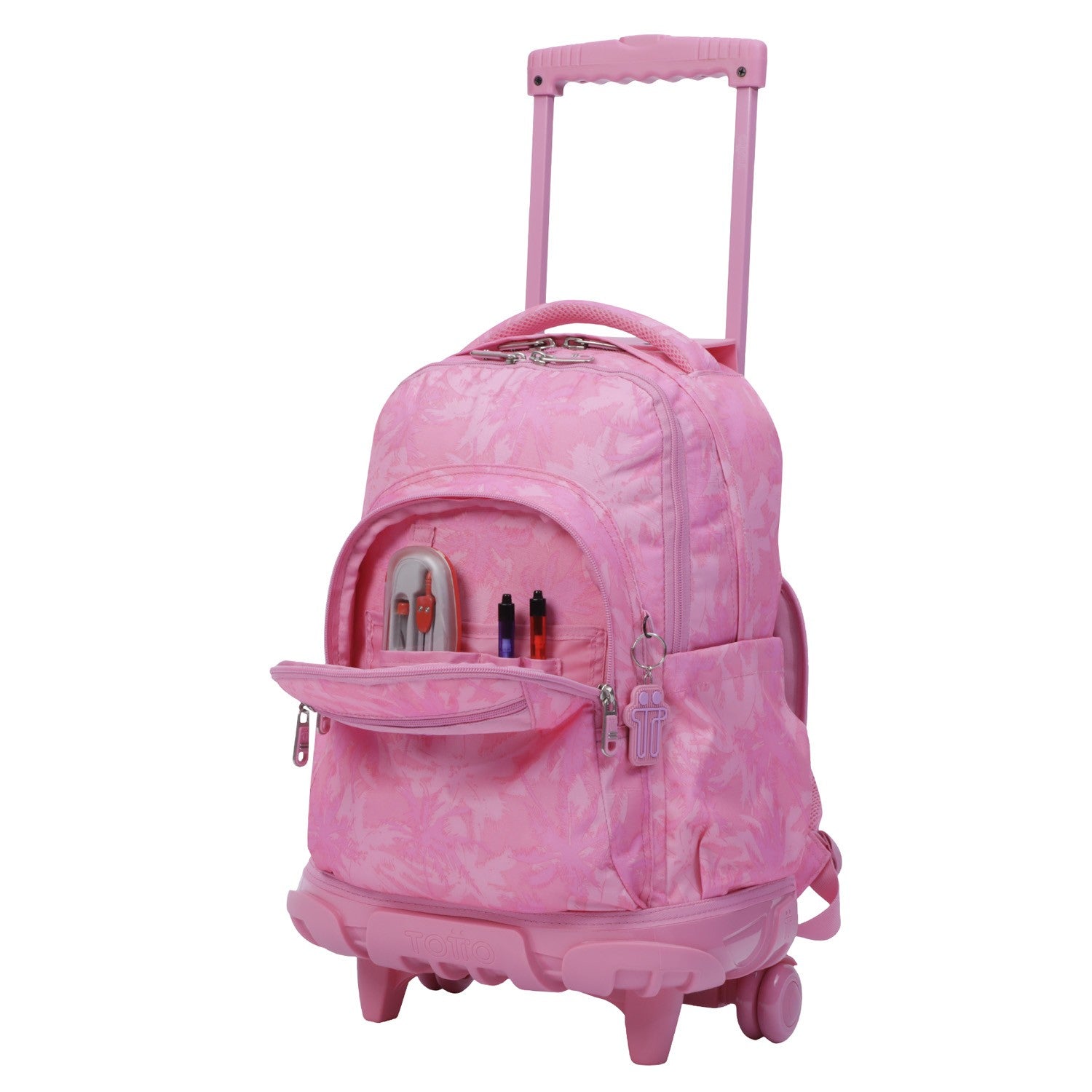 School backpack Totto with wheels - 8ie lines - Palmeras Rosas