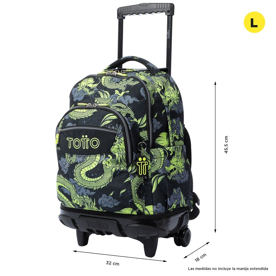 TOTTO Sac à dos scolaire avec roues - Lignes - 7c3 Dragony