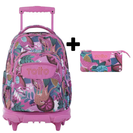 TOTTO Schoolrugzak met lijnen wielen + cabine case - 6cz misato